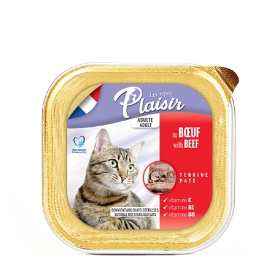 Plaisir cat su jautiena kubilas 100 g