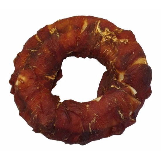 Žiedas iš buivolo odos apvyniotas antis mėsa JUKO Užkandžiai 10 cm (6 vnt)