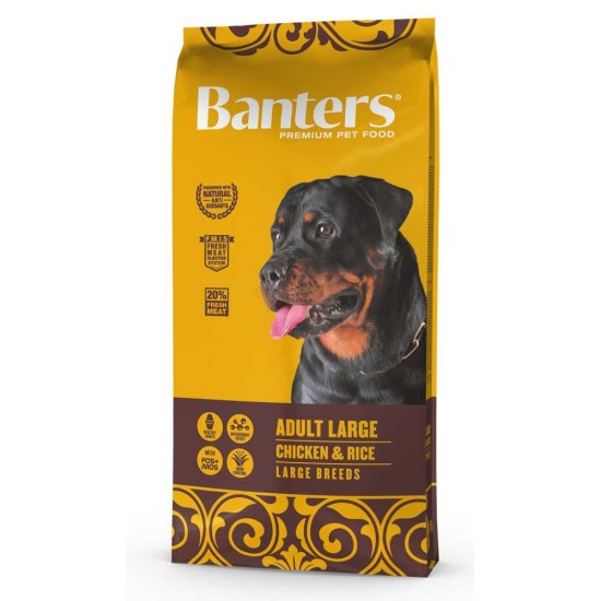 Sausas šunų maistas Banters Adult Large Chicken & Rice su vištiena ir ryžiais, 15kg
