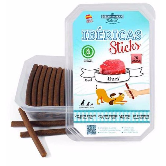 Skanėstas šunims Mediterranean Natural Ibéricas Sticks Dog Snack Beef su jautiena (75 vnt.)