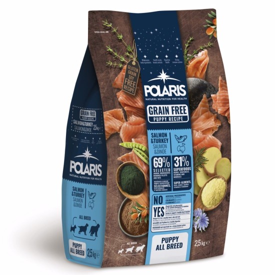 Sausas maistas šunims Polaris Dog Puppy All Salmon & Turkey GF su lašiša ir kalakutiena, 2.5 kg Sausas maistas šunims Polaris Dog Puppy All Salmon & Turkey GF su lašiša ir kalakutiena, 2.5 kg