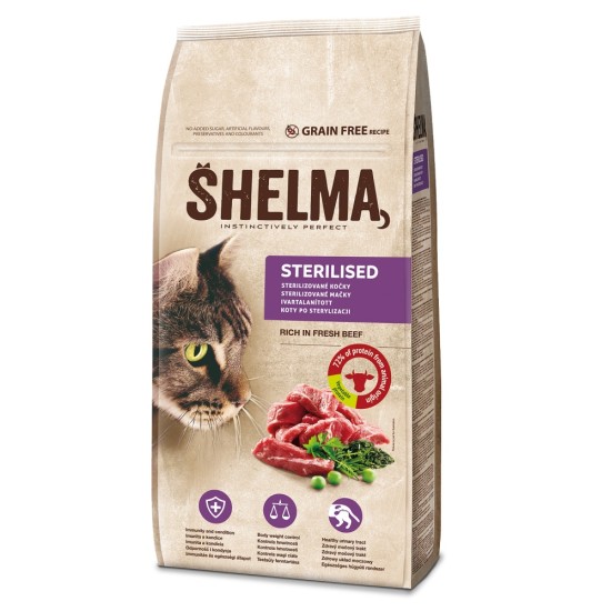 SHELMA cat Sterilizuota Jautiena GF 8 kg SHELMA cat Sterilizuota Jautiena GF 8 kg