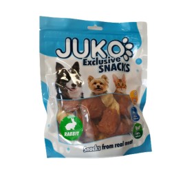 JUKO užkandžiai triušiams ausis su vištiena 250 g JUKO užkandžiai triušiams ausis su vištiena 250 g