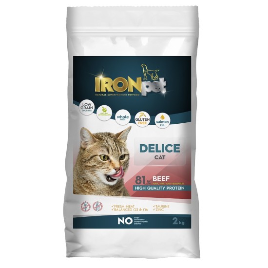Sausas kačių maistas IRONpet Cat Delice Beef su jautiena, 2 kg