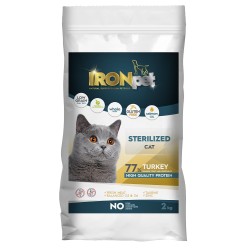 Sausas kačių maistas IRONpet Cat Sterilized Turkey su kalakutiena, 2 kg