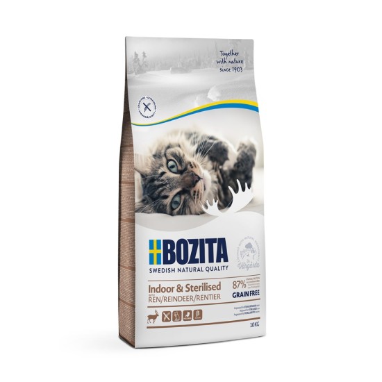 Sausas kačių maistas Bozita Cat Indoor & Sterilised Reindeer GF su elniena, 10 kg