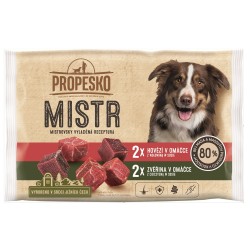 Konservai šunims PROPESKO Dog Master beef, venison in sauce, pocket su jautiena ir elniena, 4x85 g Konservai šunims PROPESKO Dog Master beef, venison in sauce, pocket su jautiena ir elniena, 4x85 g