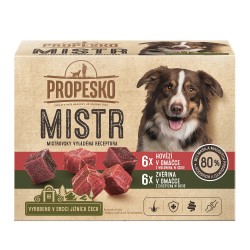 Konservai šunims PROPESKO Dog Master beef, venison in sauce, pocket su jautiena ir elniena, 12x85 g Konservai šunims PROPESKO Dog Master beef, venison in sauce, pocket su jautiena ir elniena, 12x85 g