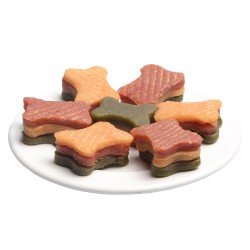 JUKO užkandžiai vištiena antis & špinatai kaulų formoje 250 g JUKO užkandžiai vištiena antis & špinatai kaulų formoje 250 g