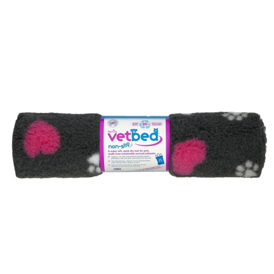 Vetbed neslystantis / Drybed grafitas rožinė širdelė DELUXE 100 x 75 cm plaukai 30 mm Vetbed neslystantis / Drybed grafitas rožinė širdelė DELUXE 100 x 75 cm plaukai 30 mm