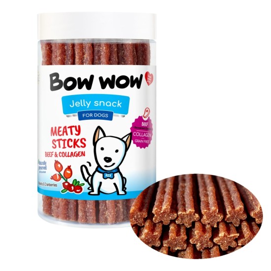 Skanėstai šunims BOW WOW Jelly snack, su jautiena ir kolagenu, 20 vnt. Skanėstai šunims BOW WOW Jelly snack, su jautiena ir kolagenu, 20 vnt.