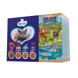 Prevital Cat Farm Selection mišinys mėsa ir žuvis padaže maišelyje 85 g (12 pak.)