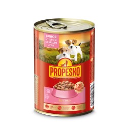 Konservai šunims PROPESKO Dog Junior veal, chicken in jelly, pieces su veršiena ir vištiena, 415 g Konservai šunims PROPESKO Dog Junior veal, chicken in jelly, pieces su veršiena ir vištiena, 415 g