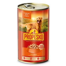 Konservai šunims PROPESKO dog Chicken, liver and carrot in sauce, pieces su vištiena, kepenėlemis ir morkomis, 1240 g Konservai šunims PROPESKO dog Chicken, liver and carrot in sauce, pieces su vištiena, kepenėlemis ir morkomis, 1240 g