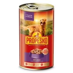 Konservai šunims PROPESKO Veal and chicken in sauce, pieces, su veršiena ir vištiena, 1240 g Konservai šunims PROPESKO Veal and chicken in sauce, pieces, su veršiena ir vištiena, 1240 g