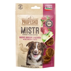 Skanėstas šunims Propesko Dog Master burger duck, apple and thyme antienos burgeris su obuoliais ir čiobreliais, 60 g Skanėstas šunims Propesko Dog Master burger duck, apple and thyme antienos burgeris su obuoliais ir čiobreliais, 60 g