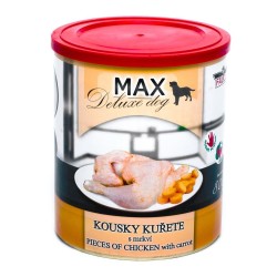 MAX Deluxe Dog vištienos gabalėliai su morkomis skardine 800 g MAX Deluxe Dog vištienos gabalėliai su morkomis skardine 800 g