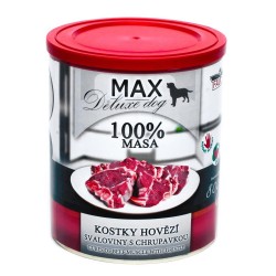 MAX Deluxe Dog kubeliai jautienos raumenys su kremzle skardine 800 g MAX Deluxe Dog kubeliai jautienos raumenys su kremzle skardine 800 g