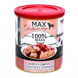MAX Deluxe Dog kubeliai nugarinė raumenys su vualu skardine 800 g MAX Deluxe Dog kubeliai nugarinė raumenys su vualu skardine 800 g