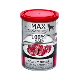 MAX Deluxe Dog kubeliai jautienos raumenys su kremzle skardine 400 g MAX Deluxe Dog kubeliai jautienos raumenys su kremzle skardine 400 g