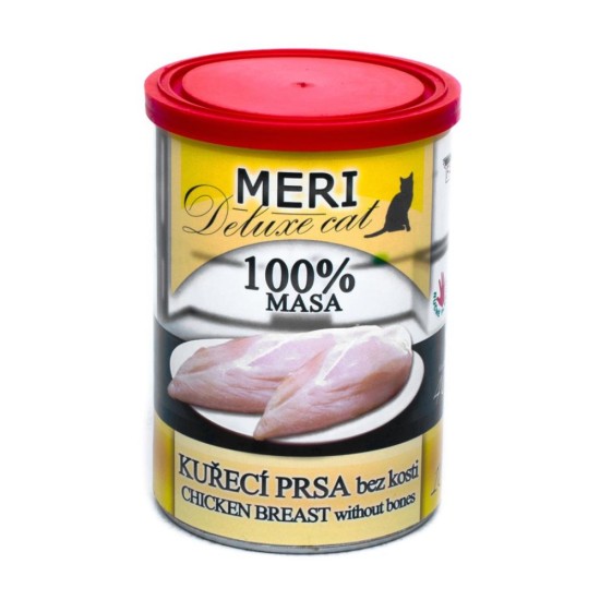 MERI Deluxe katė vištiena krūtinėlė be kaulų konservas 400 g MERI Deluxe katė vištiena krūtinėlė be kaulų konservas 400 g