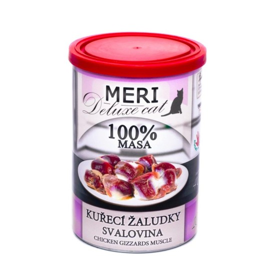 MERI Deluxe cat vištiena skrandžiai raumenys konservai 400 g