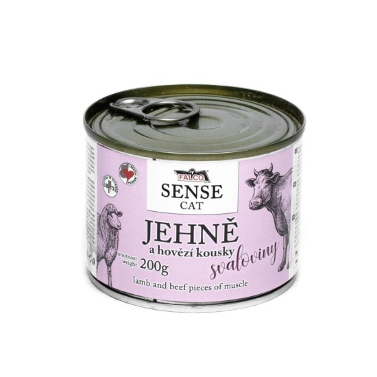 FALCO SENSE cat ėriena ir su jautiena raumenų konservas 200 g FALCO SENSE cat ėriena ir su jautiena raumenų konservas 200 g