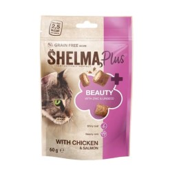 Skanėstas katėms Shelma Cat Snack Beauty GF su vištiena ir lašiša, 60 g