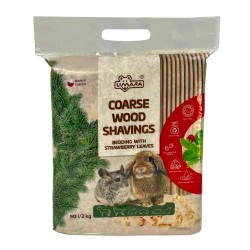 Medžio drožlių kraikas graužikams, braškių kvapo 50 l (2 kg) Medžio drožlių kraikas graužikams, braškių kvapo 50 l (2 kg)