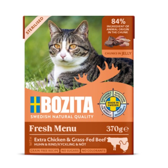 Konservai katėms Bozita Cat Sterilised su vištiena ir jautiena, 370g Konservai katėms Bozita Cat Sterilised su vištiena ir jautiena, 370g