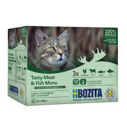 Konservai katėms Bozita Cat su mėsos ir žuvies skoniais, 12x85g Konservai katėms Bozita Cat su mėsos ir žuvies skoniais, 12x85g