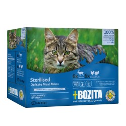 Konservai katėms Bozita Cat Sterilised maišeliuose su elniena ir vištiena, 12x85g Konservai katėms Bozita Cat Sterilised maišeliuose su elniena ir vištiena, 12x85g
