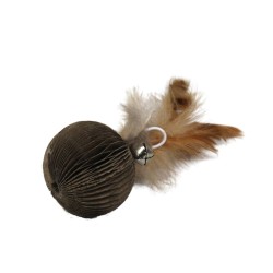 Kamuolys kartonas su plunksnomis ir varpelis 4 cm Kamuolys kartonas su plunksnomis ir varpelis 4 cm