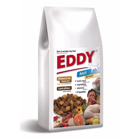 Sausas šunų maistas Eddy Dog Adult All Breed su vištiena ir ryžiais, 8 kg