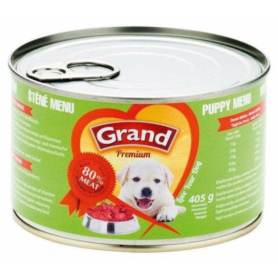 Grand Premium Dog Junior mėsos mišinys konservas 405 g