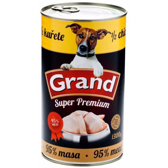 GRAND Superpremium šuo vištiena su 1/2 vištiena skardine 1300 g