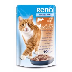 Konservai katėms RENO Cat beef and poultry, jautiena su paukštiena, 100 g