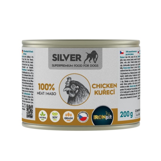 IRONpet Silver Dog vištiena 100% mėsa konservas 200 g IRONpet Silver Dog vištiena 100% mėsa konservas 200 g
