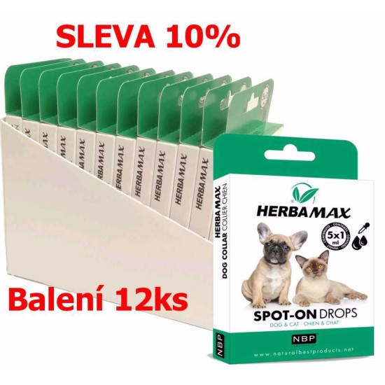 Herba Max Spot-on Dog & Cat repelentas lašai 5 x1 ml (12 vnt) NUOLAIDA 10 % Herba Max Spot-on Dog & Cat repelentas lašai 5 x1 ml (12 vnt) NUOLAIDA 10 %