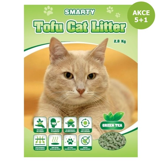 Smarty Tofu Cat Litter Green Tea kraikas 6 l AKCIJA 5   1 NEMOKAMAS