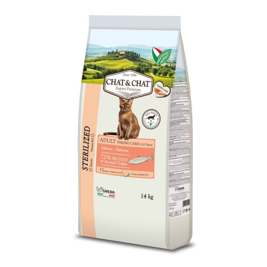 Chat & Chat Expert Suaugusiųjų Sterilizuota su lašiša 14 kg