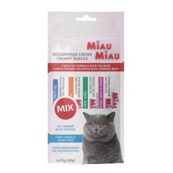 MAIAU MAIAU Kreminiai užkandžiai katė MIX 15 G (4 pakuotė)