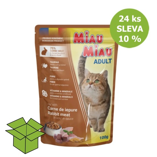 Miau Miau katė triušis, kišenė 100 g (24 vnt) nuolaida 10 %