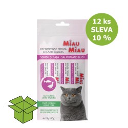 Miau Miau kreminiai užkandžiai katė lašiša a antis 15 g 4 pakuotė (12 vnt) nuolaida 10 %