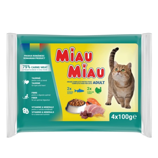 Miau Miau CAT MIX Turkija A SALMON, KIKTAS 100 G (4 pakuotė)