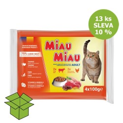 Miau Miau CAT Mix Hovum A vištiena, kišenė 100 g 4 pakuotė (13 vnt) nuolaida 10 %