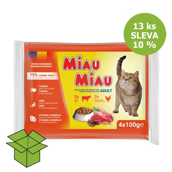 Miau Miau CAT Mix Hovum A vištiena, kišenė 100 g 4 pakuotė (13 vnt) nuolaida 10 % Miau Miau CAT Mix Hovum A vištiena, kišenė 100 g 4 pakuotė (13 vnt) nuolaida 10 %