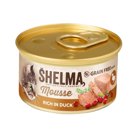Shelma Cat Mousse kachní, brusinky, tymián GF, konzerva 85 g