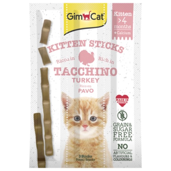 GimCat Kitten Sticks with Turkey &amp; Calcium (3 vnt)