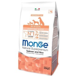 Monge Dry Dog Spec. Line visų veislių šuniukams su lašiša ir ryžiais 0,8kg